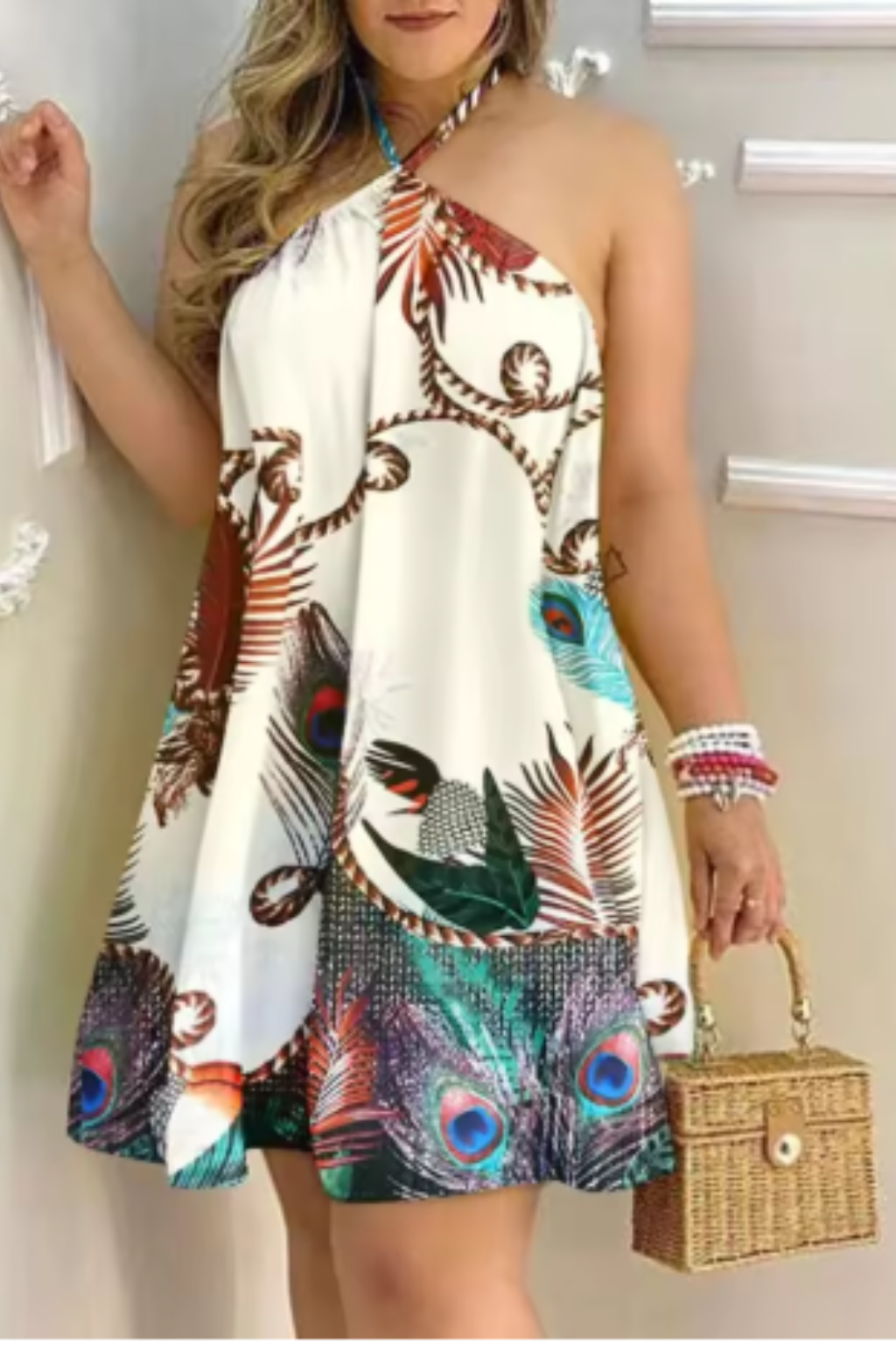 Women Halter Neck Backless Mini Dress