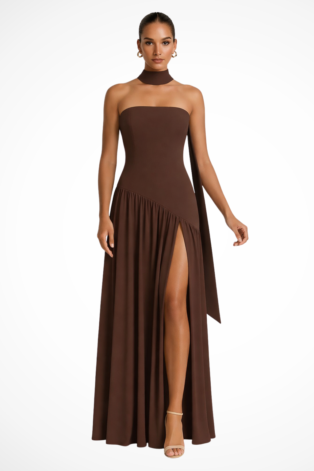 Women’s Strapless Maxi Dress with Side Slit