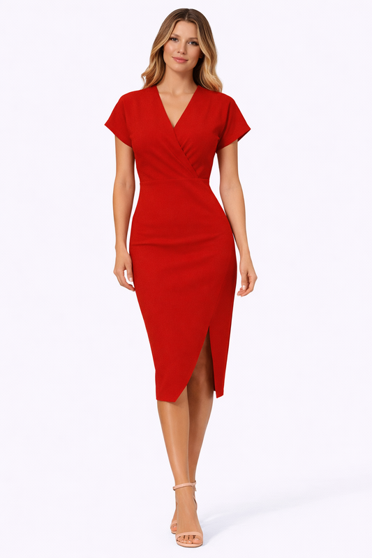 Women’s Midi Dress With V Neck Split