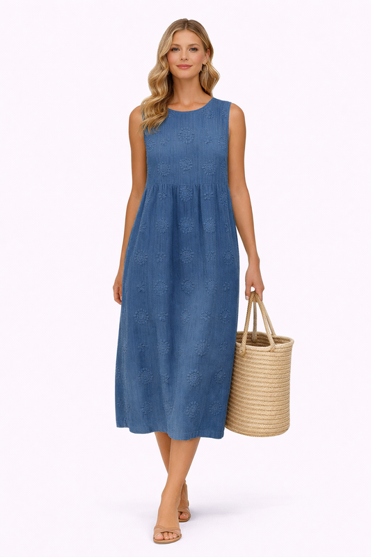 Women's Sleeveless Floral Midi Dress – Loose Fit, Casual Elegant Summer Style