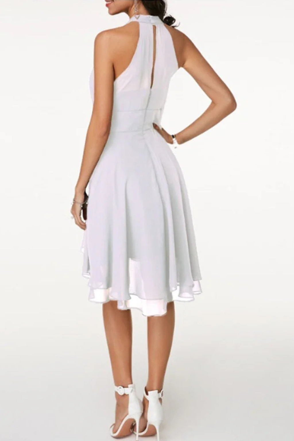 Women Tiered Skirt Halter Mini Dress