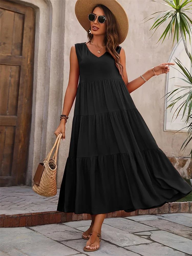 Women’s Sleeveless Tiered Maxi Summer Dress