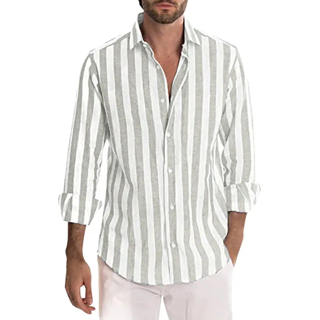 Casual and Stylish Striped Long-Sleeve Shirt for Men