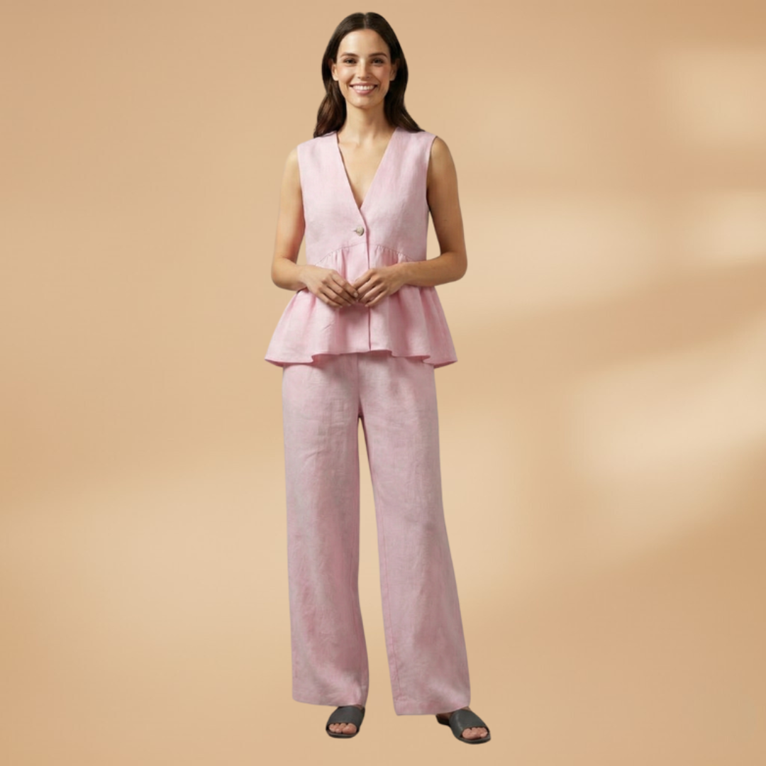 Women’s Co‑ord Set with Deep V‑Neck and Wide Trousers