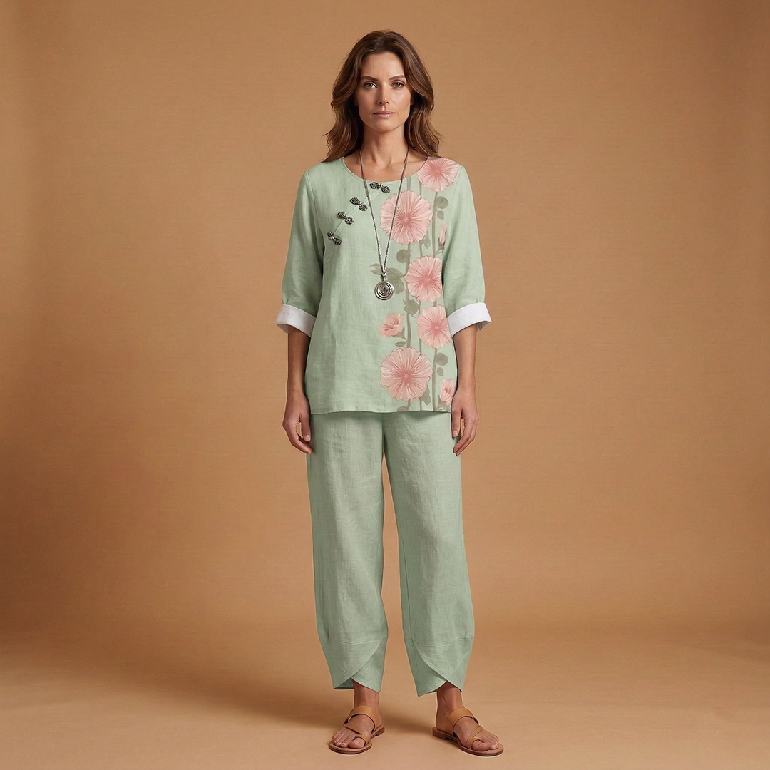 Women’s Floral Set with Top and Trousers