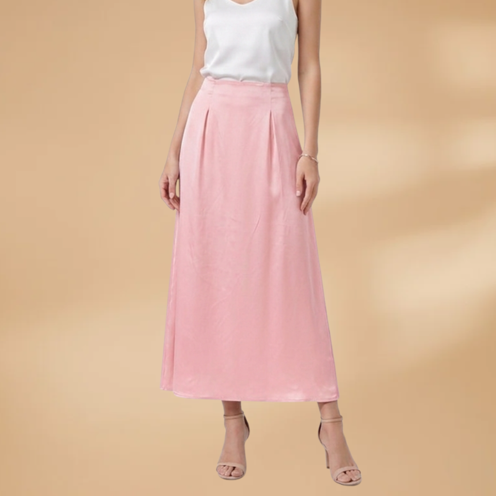 Women’s Satin Maxi Skirt with High Waist and Floor-Length Design