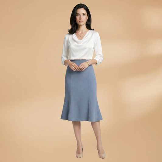 Women’s Midi Skirt with Flared Design and Fitted Cut