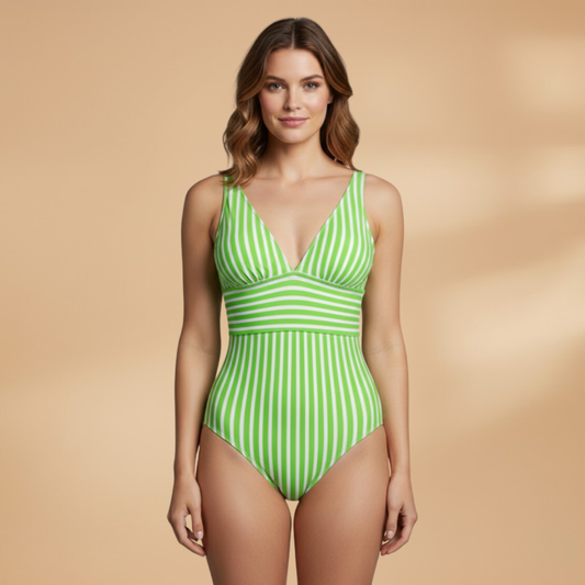 Women's Swimsuit with Striped Pattern and Adjustable Straps