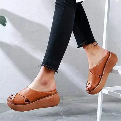 Comfortable Cross-Strap Slip-On Sandals for Women