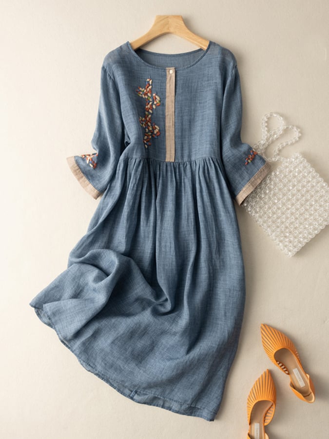 Women Embroidered Ethnic Midi Dress