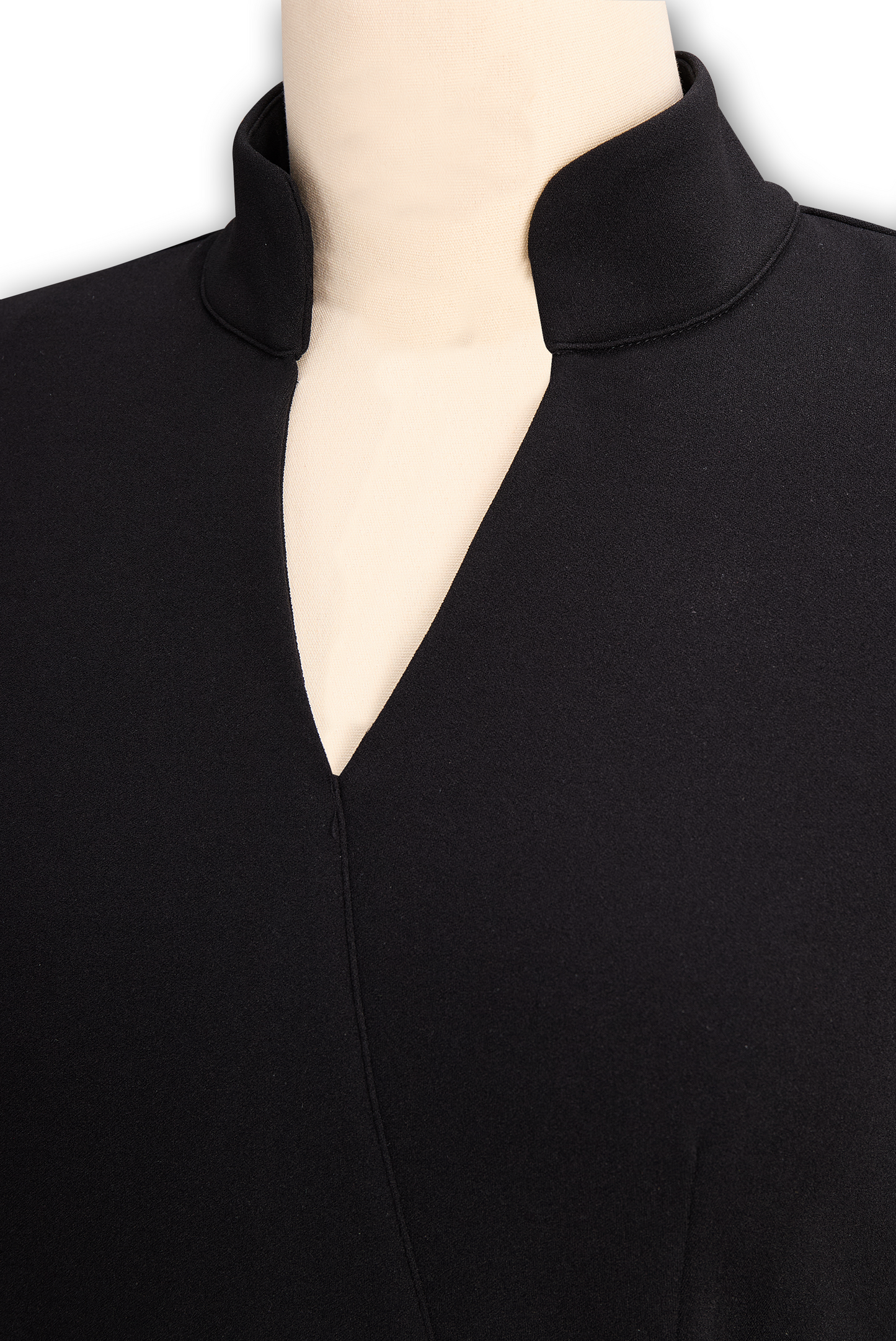 Women's Mock Wrap Pencil Midi Dress – Belted Waist, 3/4 Sleeve, Black Style