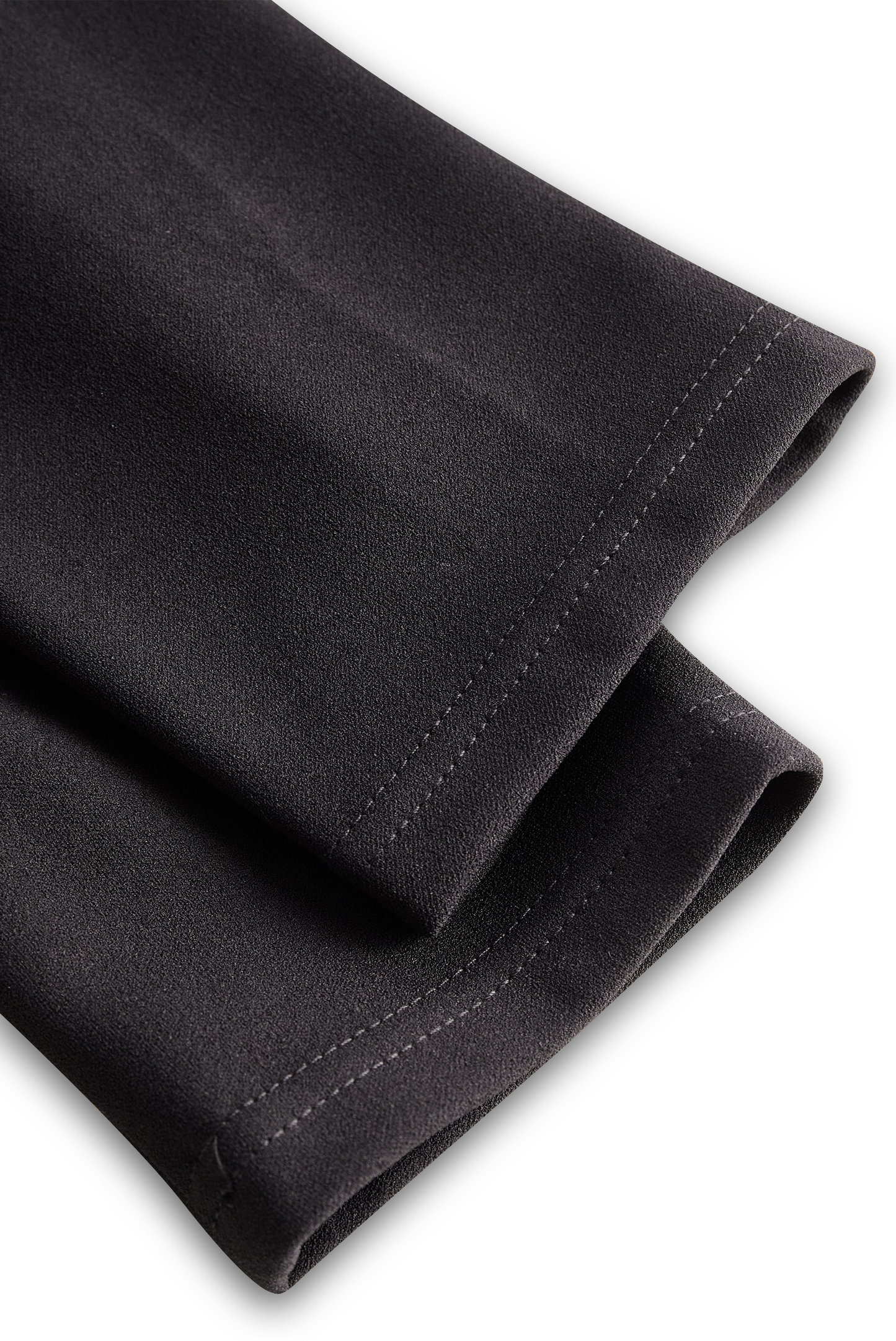 Women's Mock Wrap Pencil Midi Dress – Belted Waist, 3/4 Sleeve, Black Style