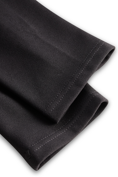 Women's Mock Wrap Pencil Midi Dress – Belted Waist, 3/4 Sleeve, Black Style