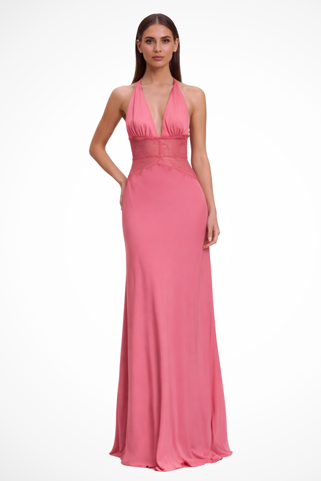 Women Halter Neck Backless Maxi Wedding Guest Dress