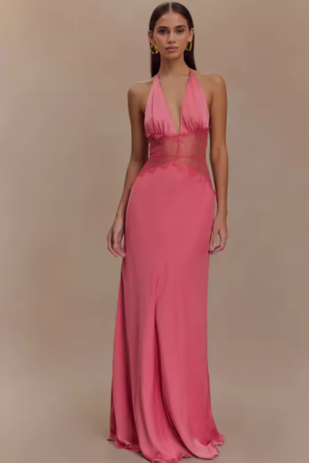 Women Halter Neck Backless Maxi Wedding Guest Dress
