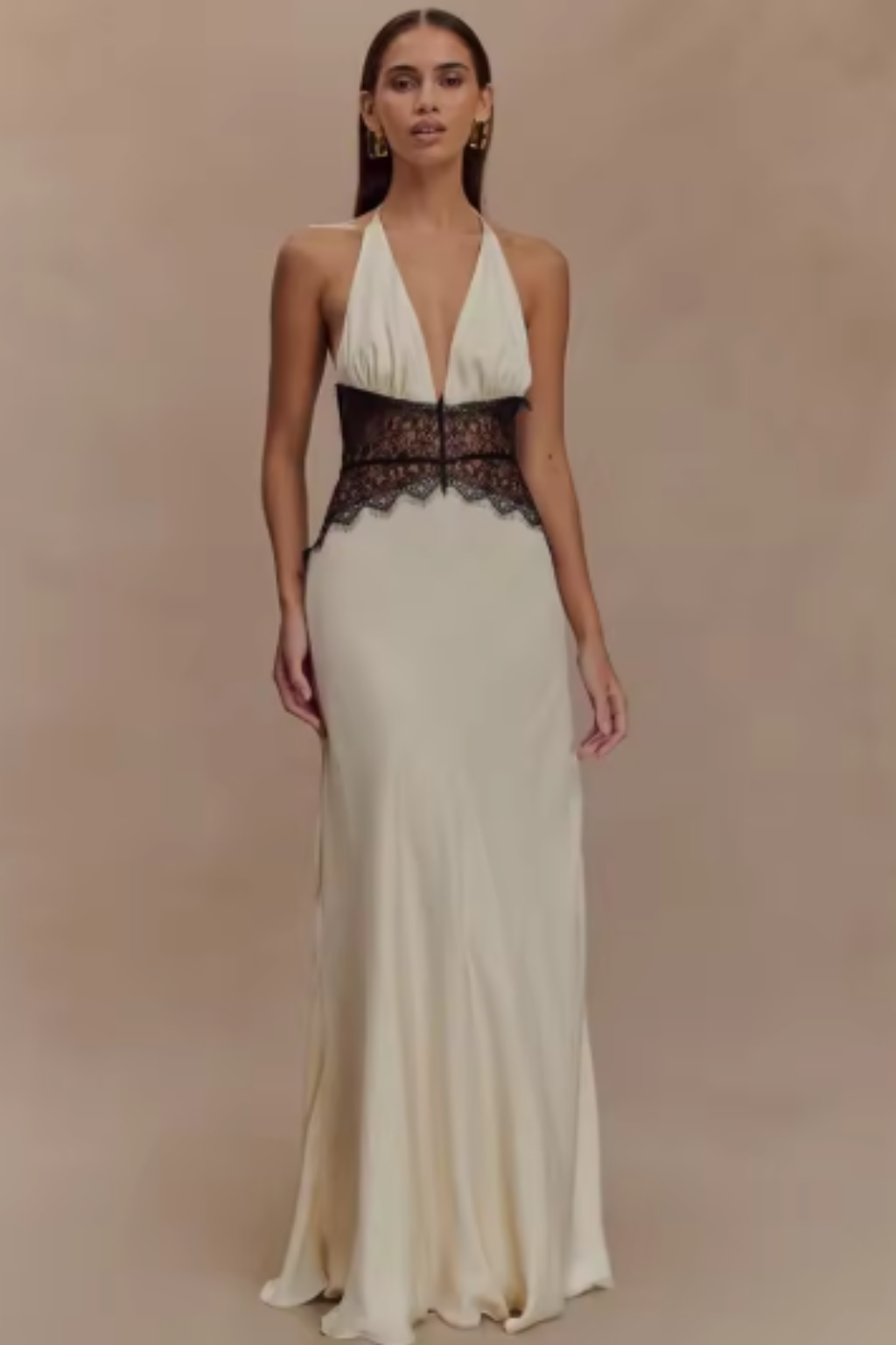 Women Halter Neck Backless Maxi Wedding Guest Dress