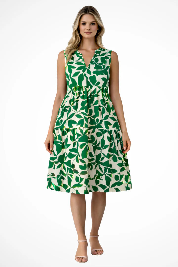 Women Sleeveless V Neck Beach Boho Midi Dress