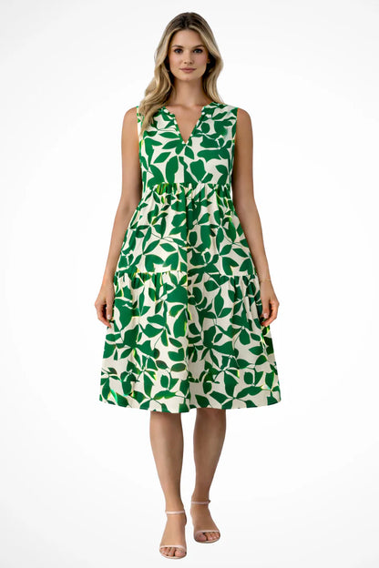 Women Sleeveless V Neck Beach Boho Midi Dress