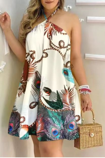 Women Halter Neck Backless Mini Dress