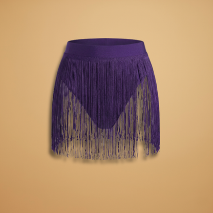Women's Mini Skirt with Elasticated Waistband and Tassel Detailing