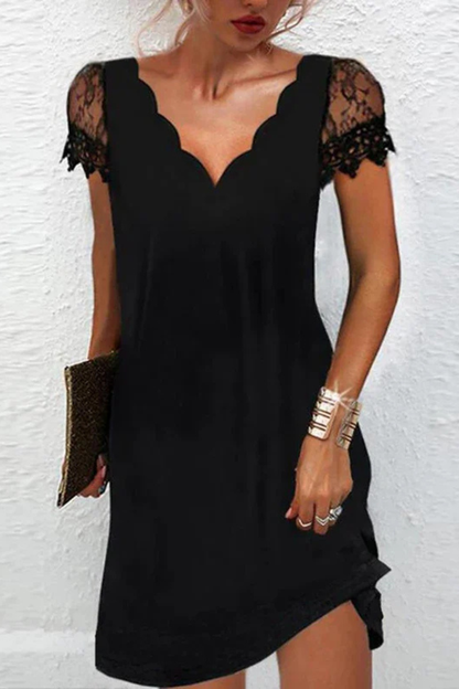 Women Lace Sleeve Midi Wedding Guest Dress
