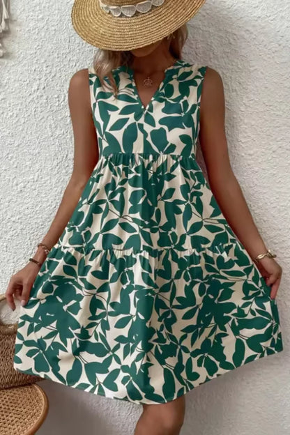 Women Sleeveless V Neck Beach Boho Midi Dress