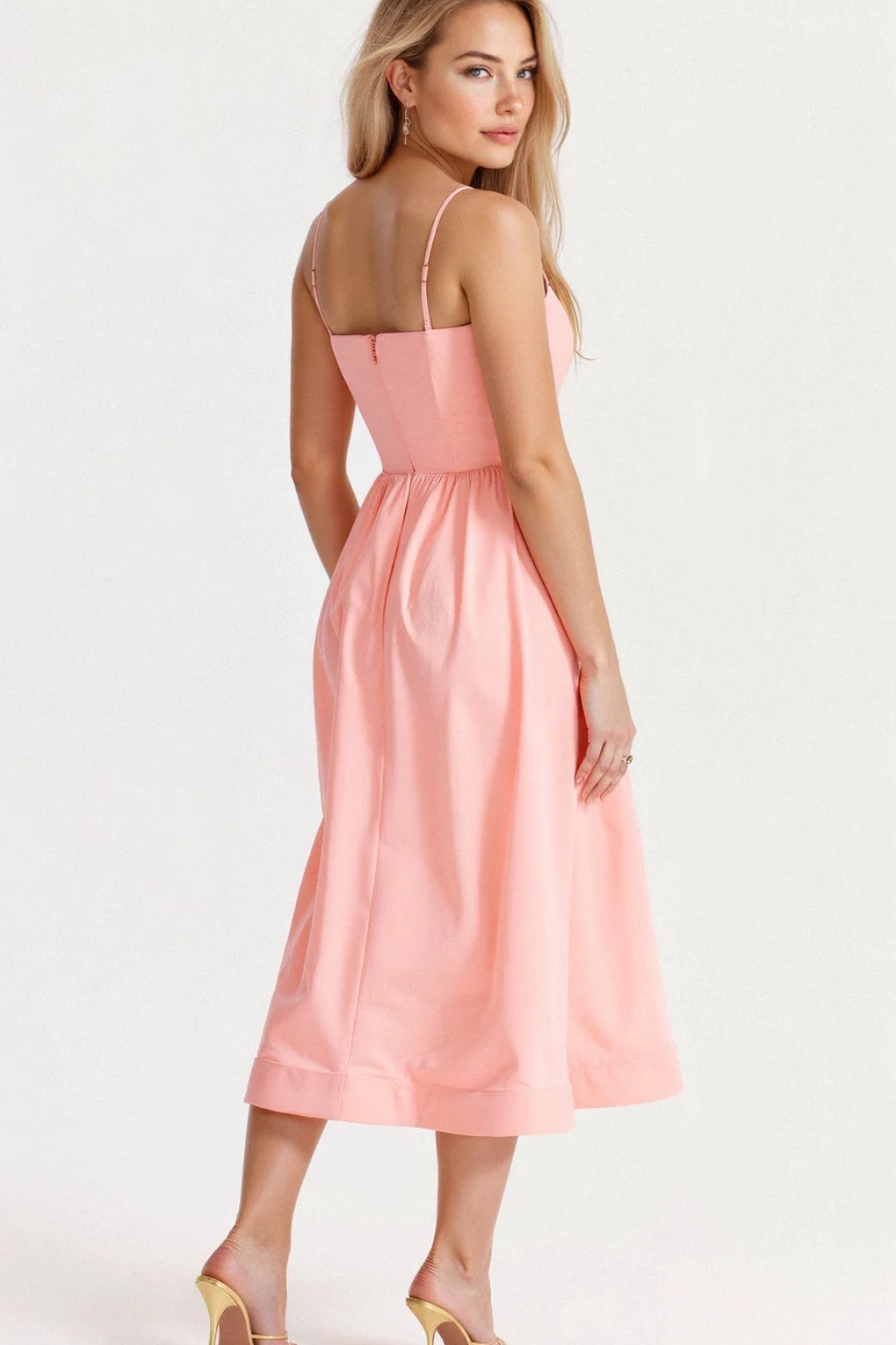 Women Ascot Style A Line Wedding Guest Midi Dress