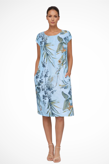 Women Casual Relaxed Fit Summer Dress with Botanical Print