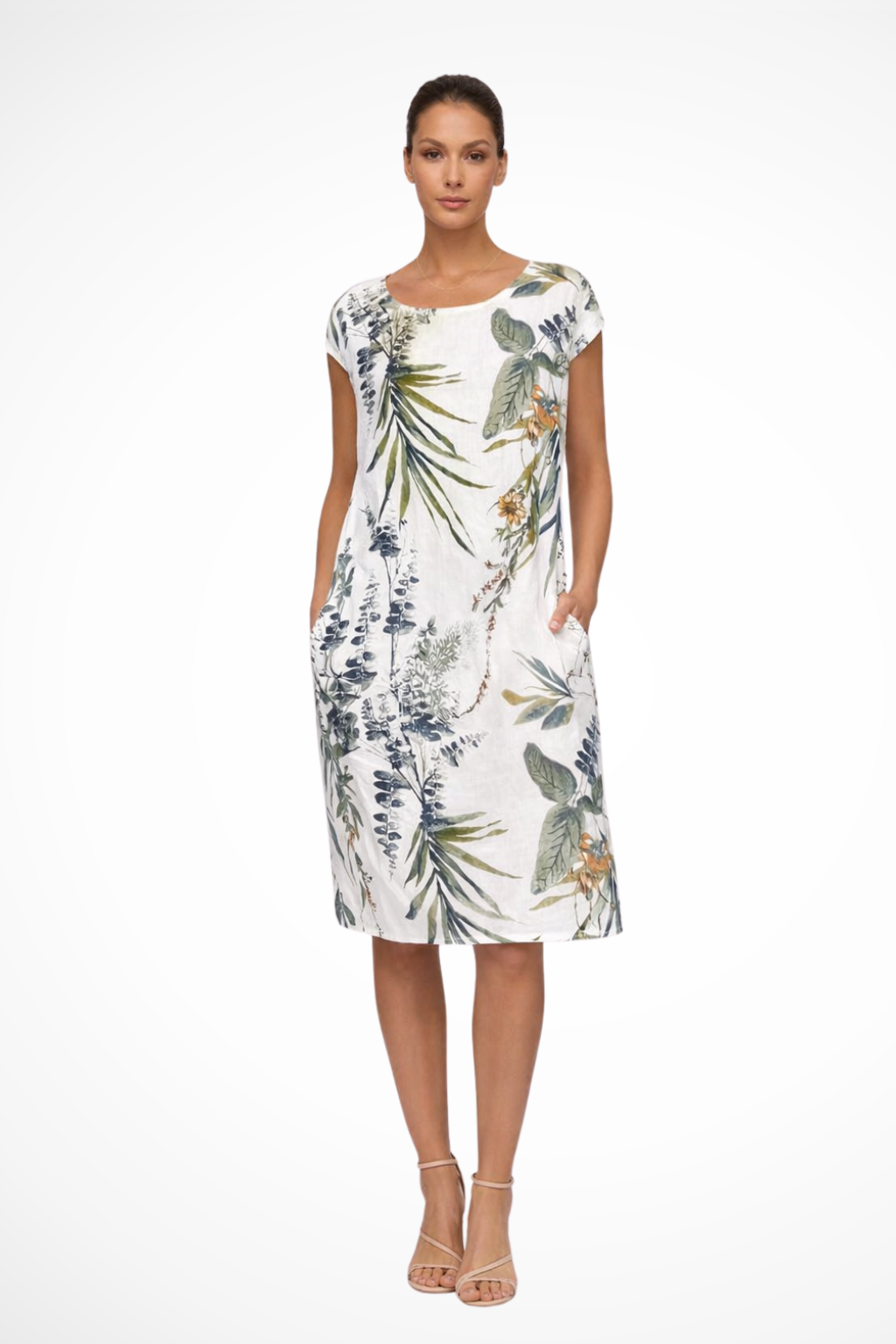 Women Casual Relaxed Fit Summer Dress with Botanical Print