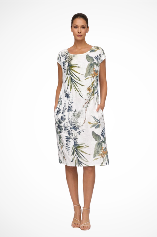Women Casual Relaxed Fit Summer Dress with Botanical Print