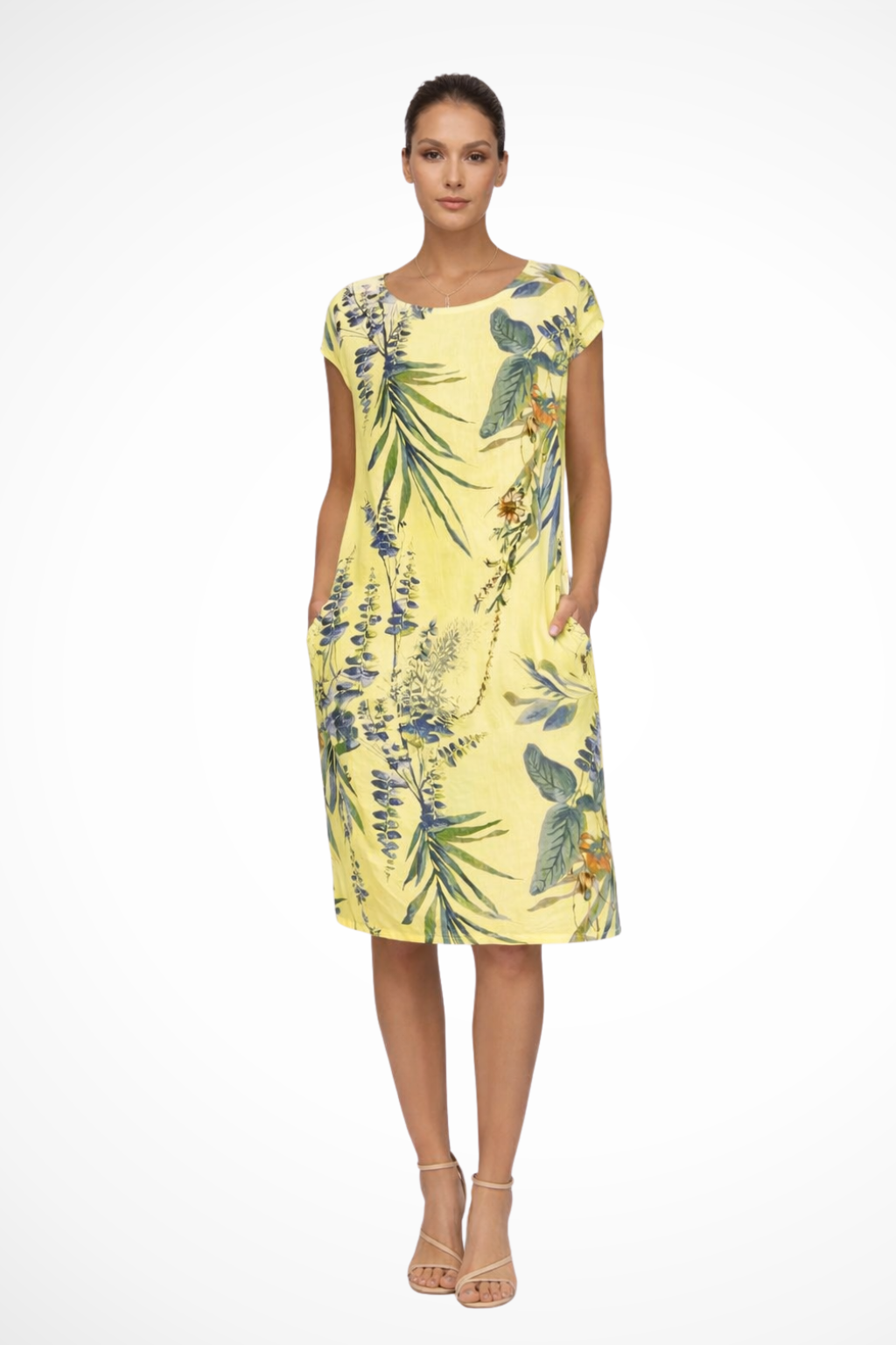 Women Casual Relaxed Fit Summer Dress with Botanical Print