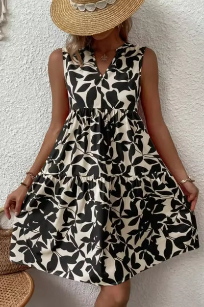 Women Sleeveless V Neck Beach Boho Midi Dress