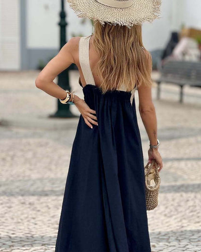 Women's Cross-Neck Halter Dress – A-Line, Lightweight, Casual Summer Style