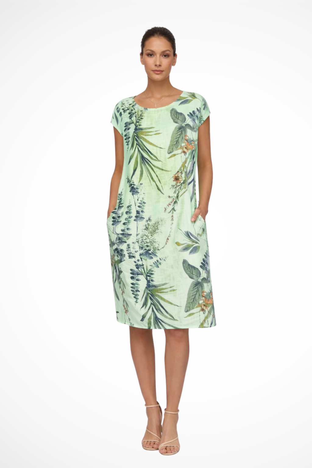 Women Casual Relaxed Fit Summer Dress with Botanical Print