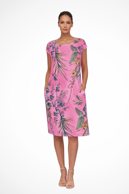 Women Casual Relaxed Fit Summer Dress with Botanical Print