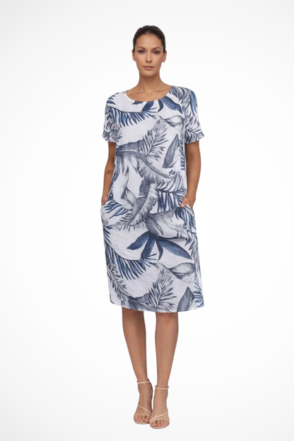 Women Casual Relaxed Fit Summer Dress with Botanical Print