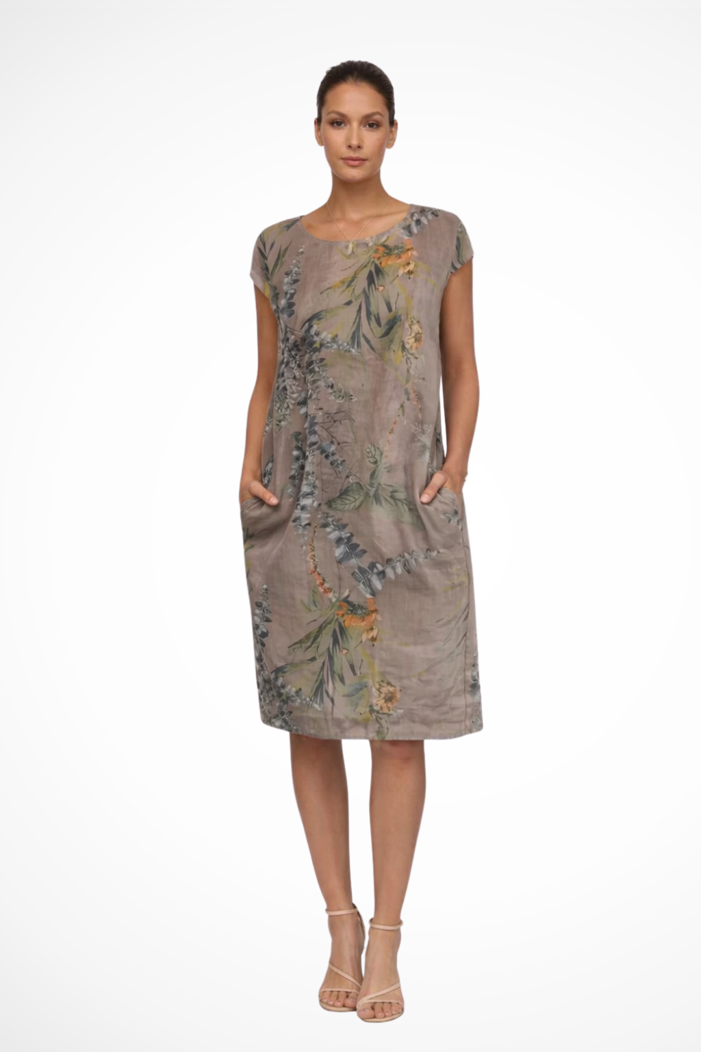 Women Casual Relaxed Fit Summer Dress with Botanical Print