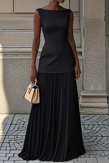 Women Elegant Pleated Formal Maxi Dress