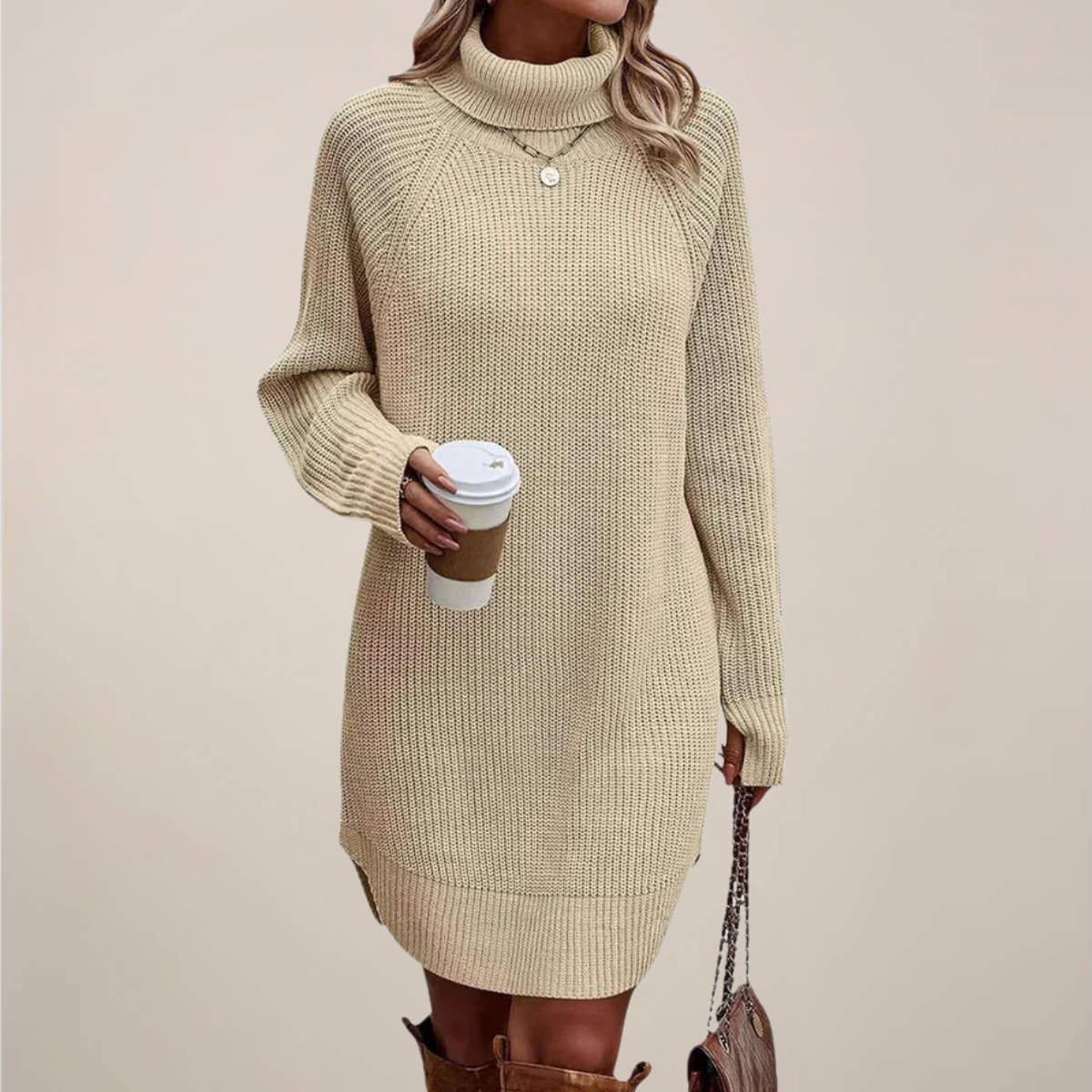 Women’s Turtleneck Sweater Dress Long Sleeve