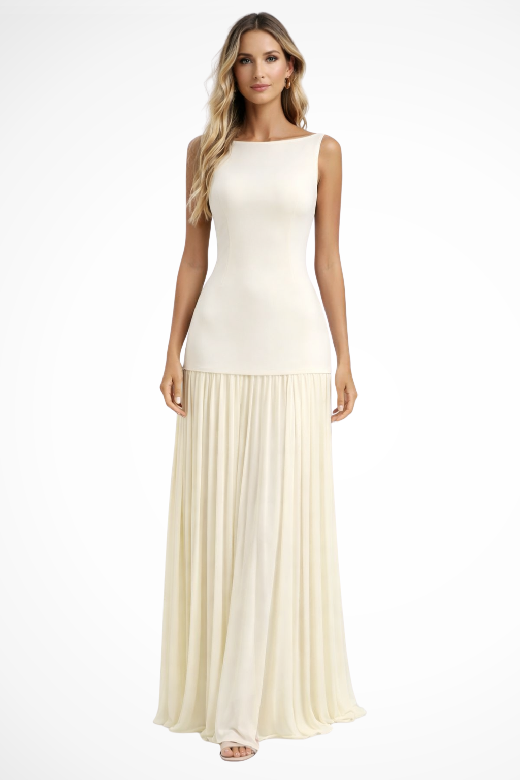 Women Elegant Pleated Formal Maxi Dress