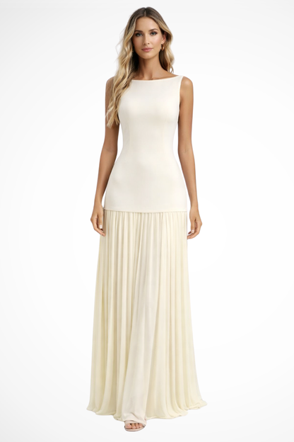Women Elegant Pleated Formal Maxi Dress