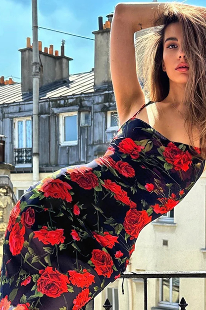 Women Floral Spaghetti Strap Maxi Summer Wedding Dress