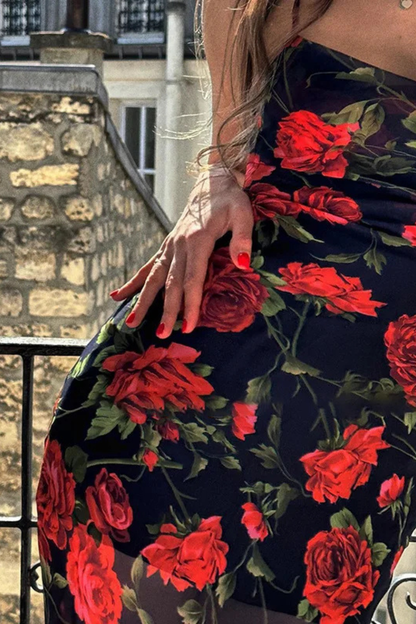 Women Floral Spaghetti Strap Maxi Summer Wedding Dress