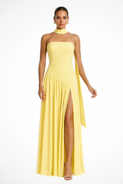 Women’s Strapless Maxi Dress with Side Slit