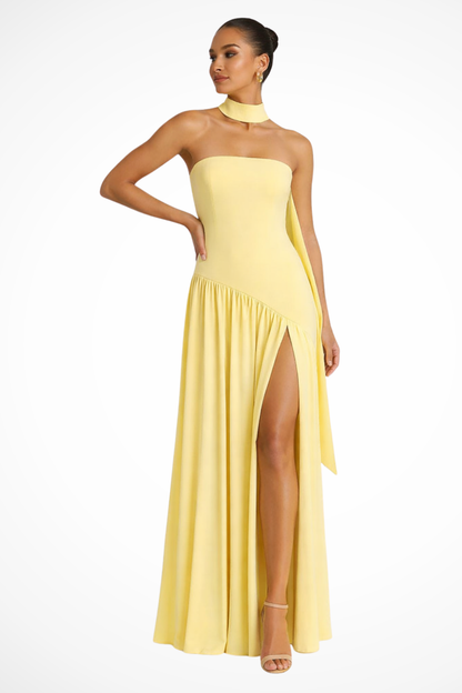 Women’s Strapless Maxi Dress with Side Slit