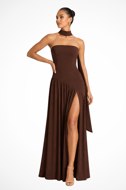 Women’s Strapless Maxi Dress with Side Slit
