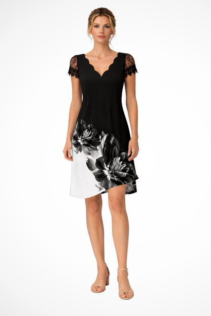 Women Lace Sleeve Midi Wedding Guest Dress