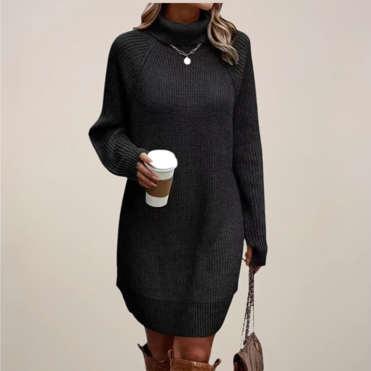 Women’s Turtleneck Sweater Dress Long Sleeve