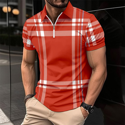 Elegant and Casual Polo Shirt with Check Pattern for Men