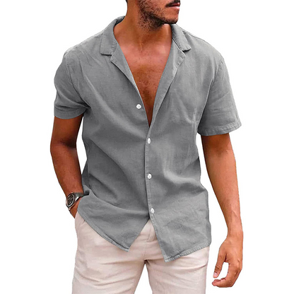 Casual Short-Sleeve Button-Down Shirt for Men